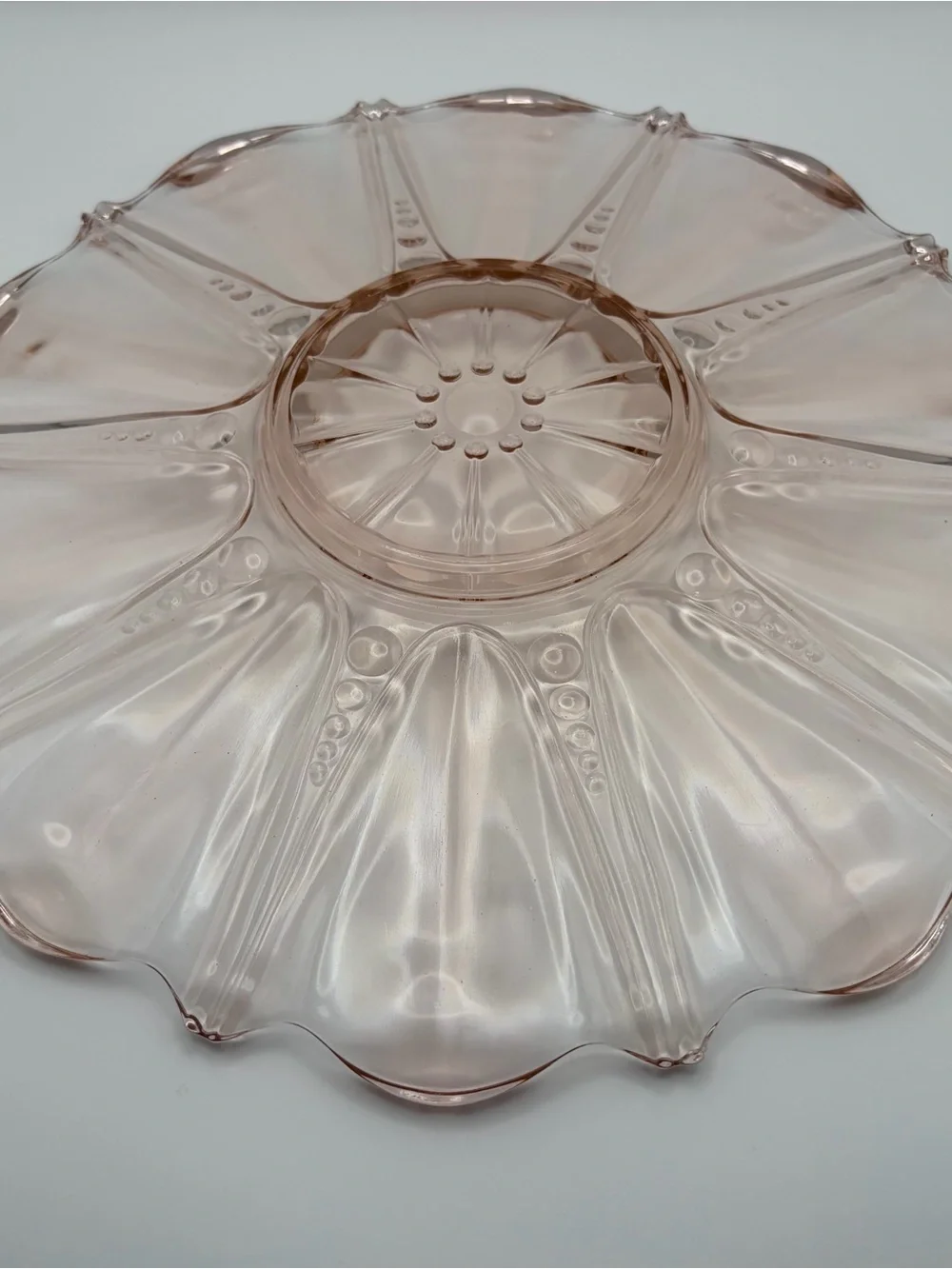 Vintage Anchor Hocking Oyster & Pearl Pink Depression Glass 13” Serving Plate